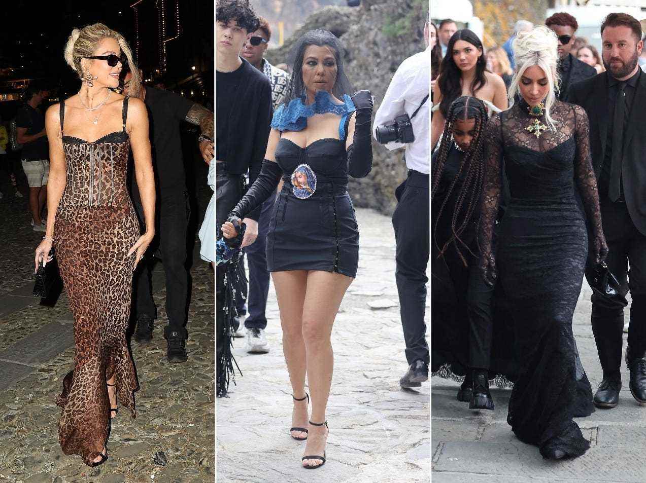 Die Kardashian-Schwestern tragen Dolce & Gabbana in Portofino, Italien.