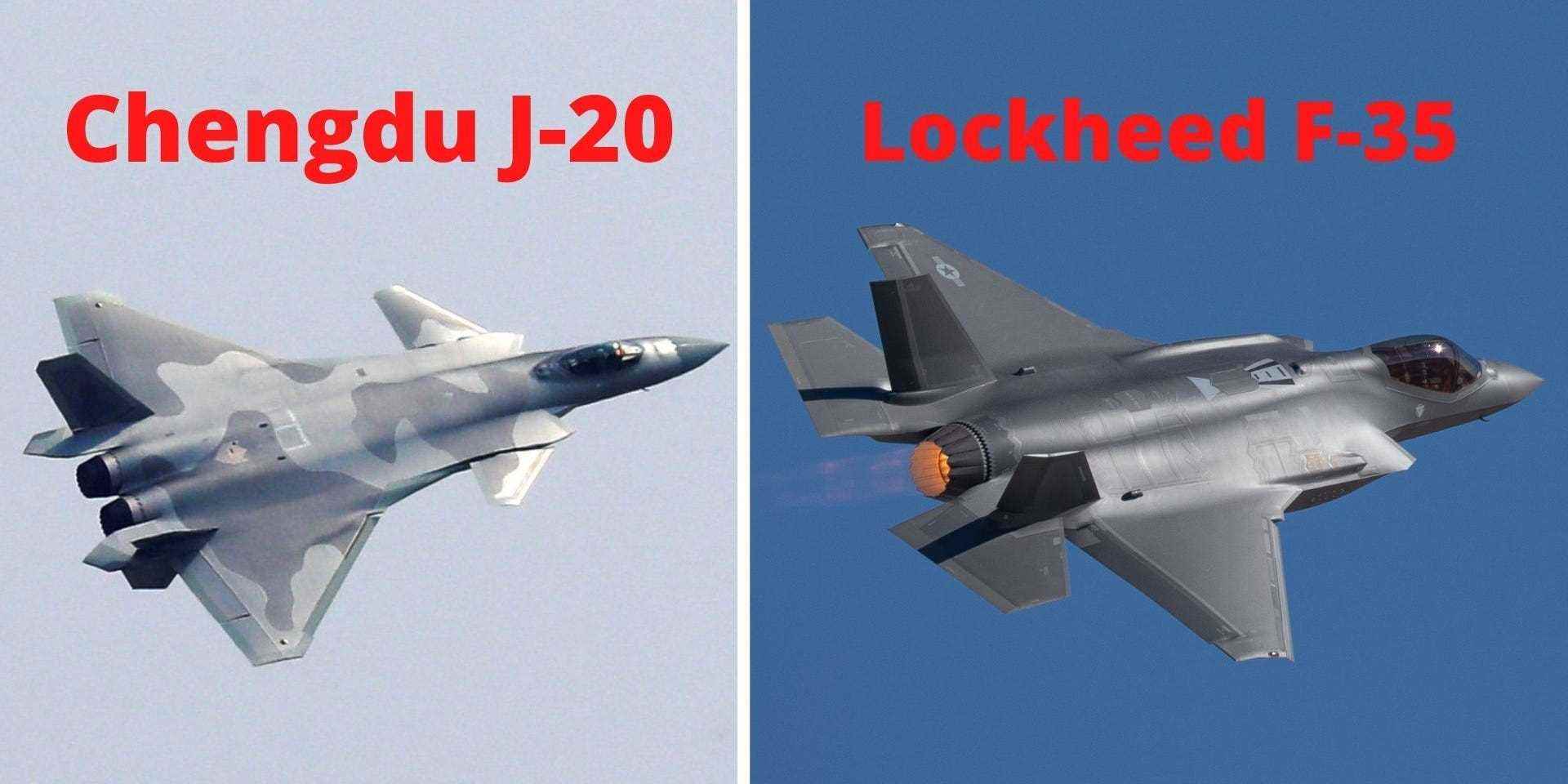 Chengdu J-20 (links) und Lockheed Martin F-35.