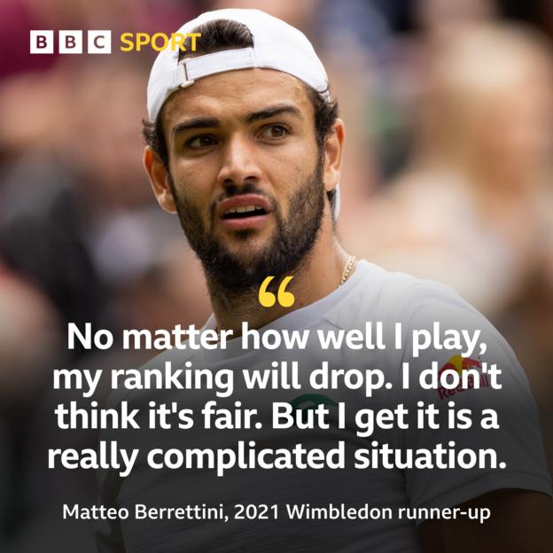 Matteo Berrettini: "Es spielt keine Rolle, wie gut ich spiele, weil mein Ranking sinkt.  Ich finde es nicht fair.  Aber ich verstehe, es ist eine wirklich komplizierte Situation".