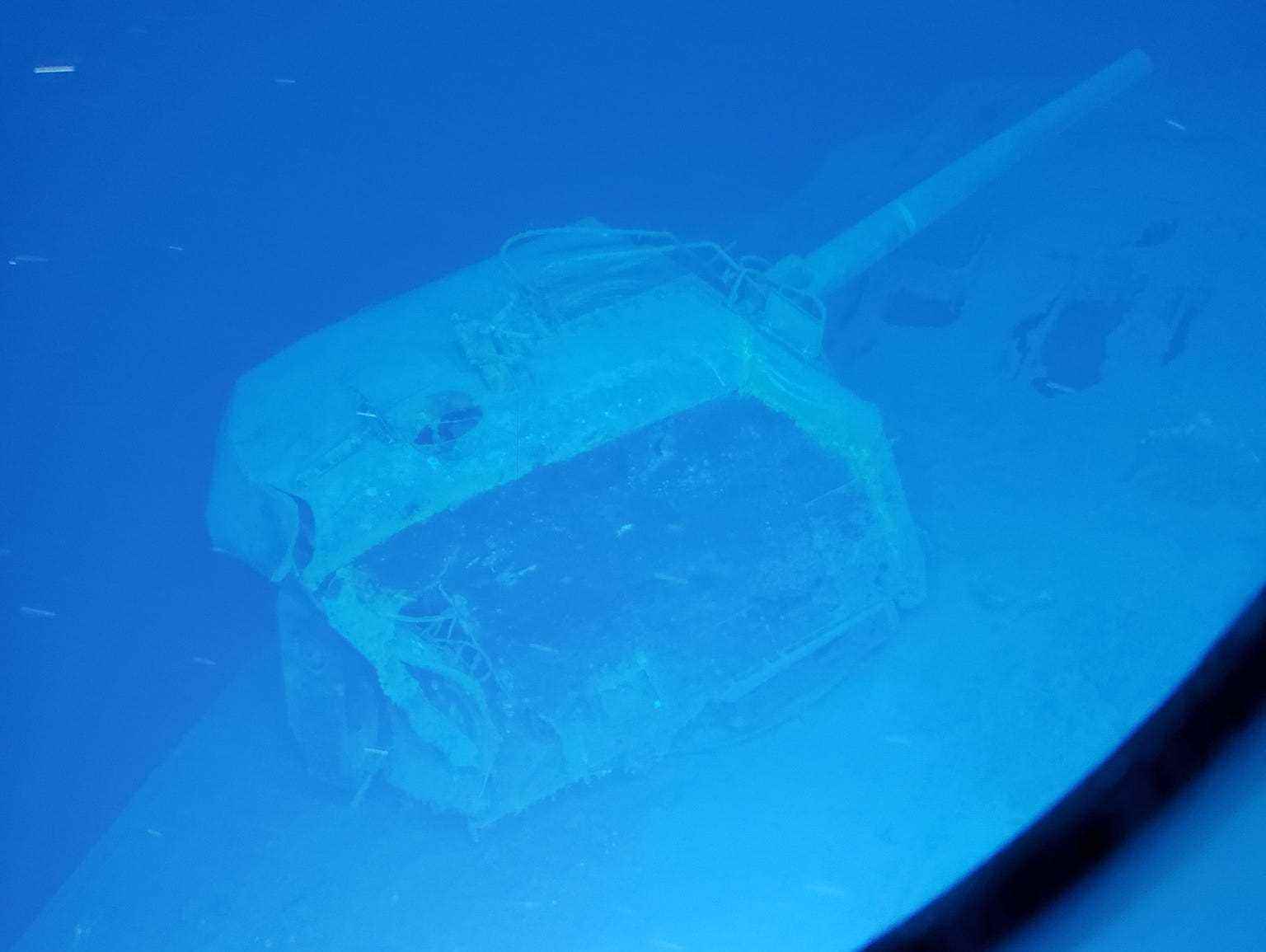 Eine Unterwasseraufnahme des gesunkenen Schiffes Sammy B.