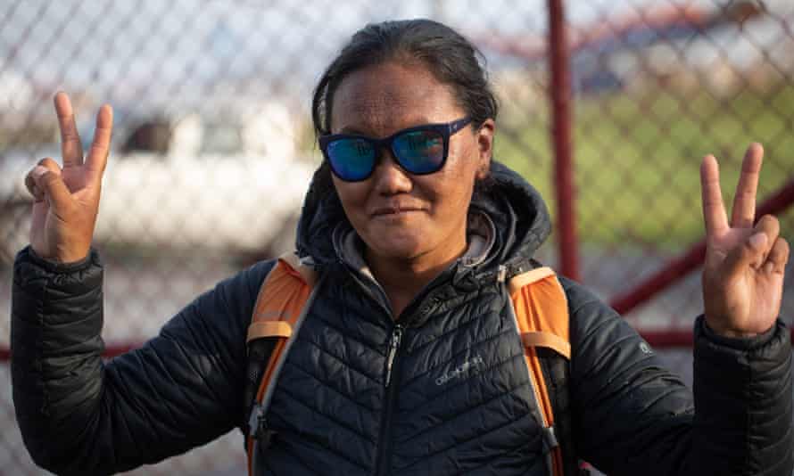 Lhakpa Sherpa bei ihrer Rückkehr nach Kathmandu.