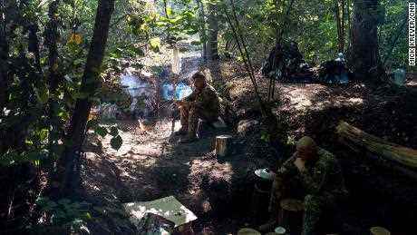 Eine ukrainische Territorialverteidigungsposition in der Ostukraine.