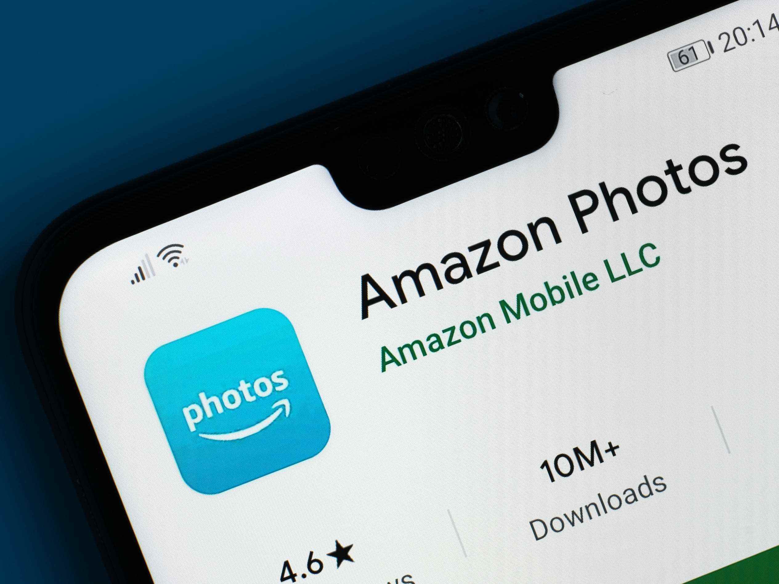 Die Informationsseite für die Amazon Photos-App auf einem Android-Telefon.
