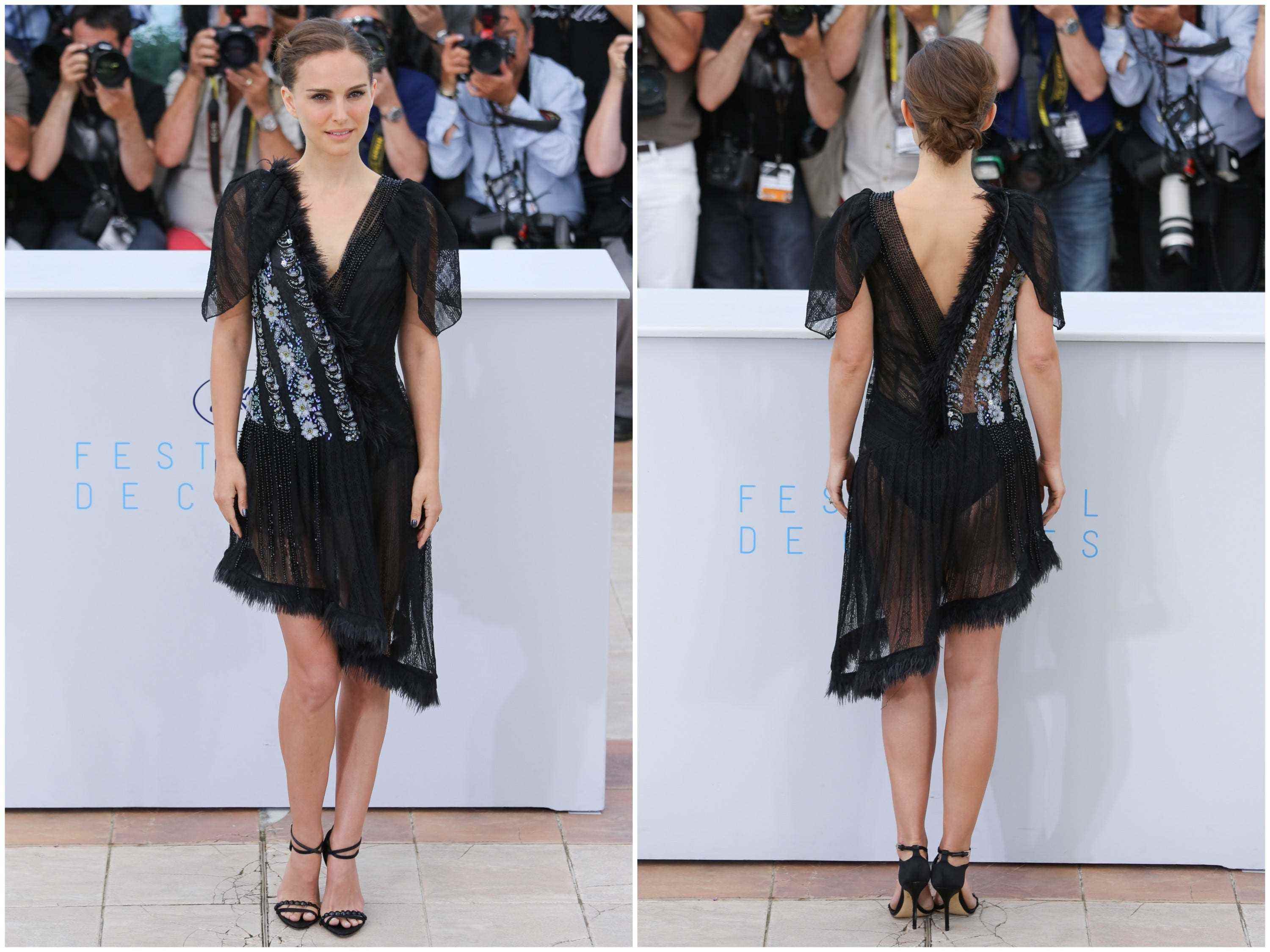 Natalie Portman Seite an Seite in einem transparenten Kleid