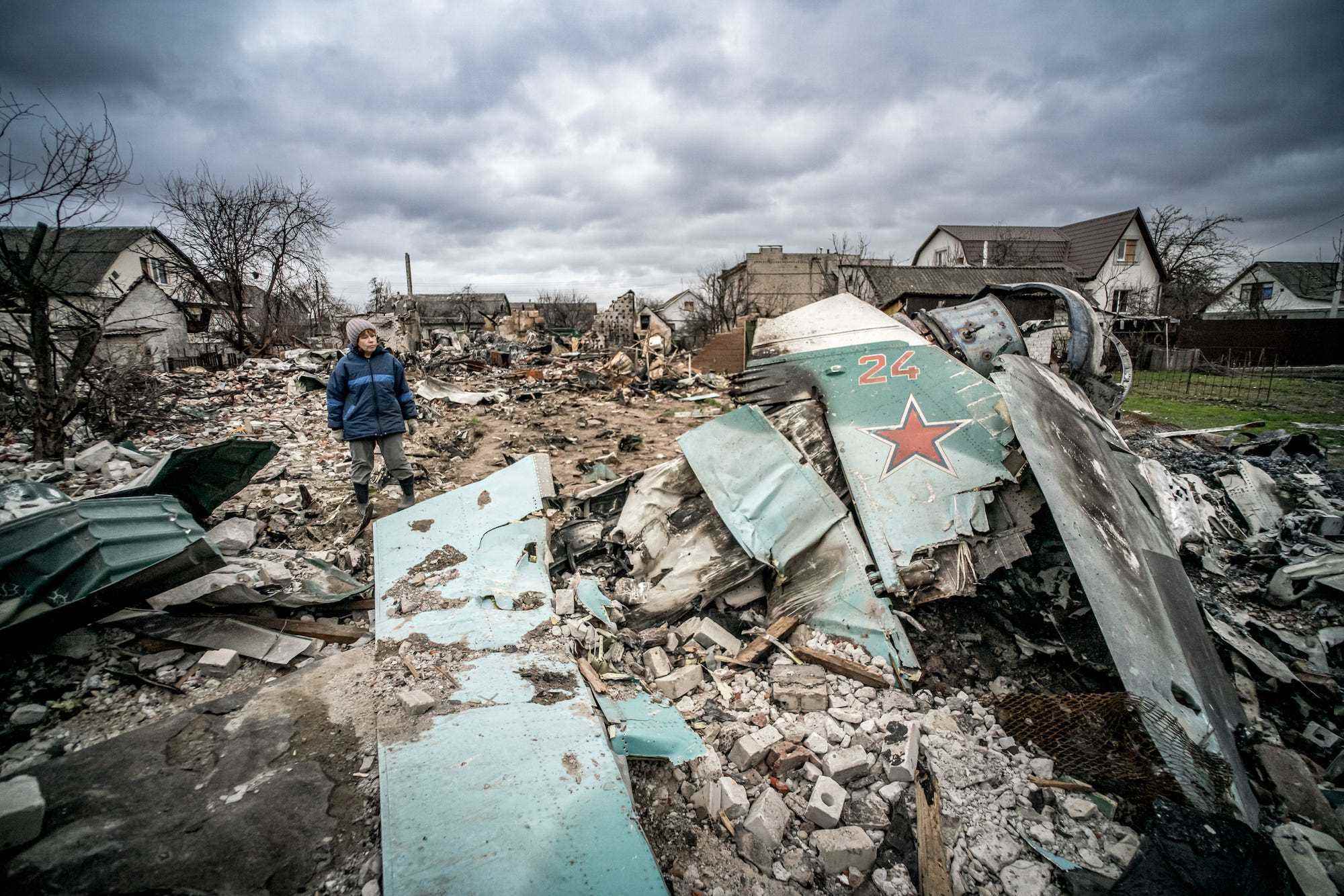 Russland Su-34-Absturzwrack in Tschernihiw, Ukraine