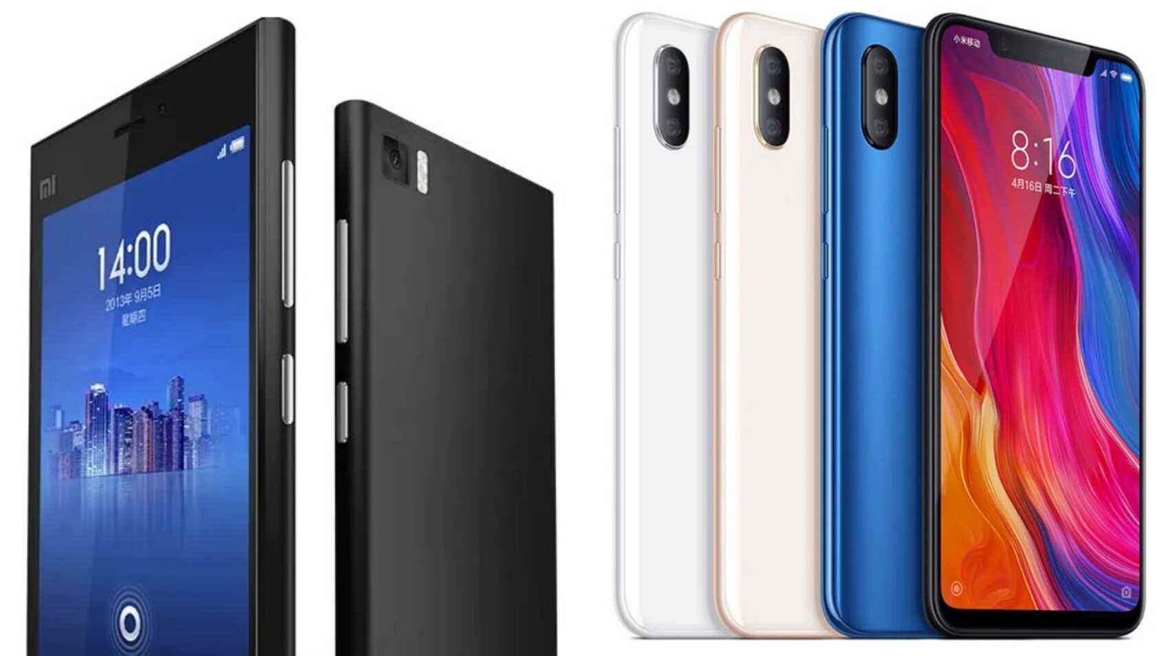 Xiaomi Mi3 (links) und Xiaomi Mi8 (rechts) – erinnert Sie letzteres an irgendein 1.000-Dollar-Telefon?  - Xiaomi 12S Ultra: Vom iPhone-Klon zum globalen Kraftpaket – der Schüler wird zum Meister?