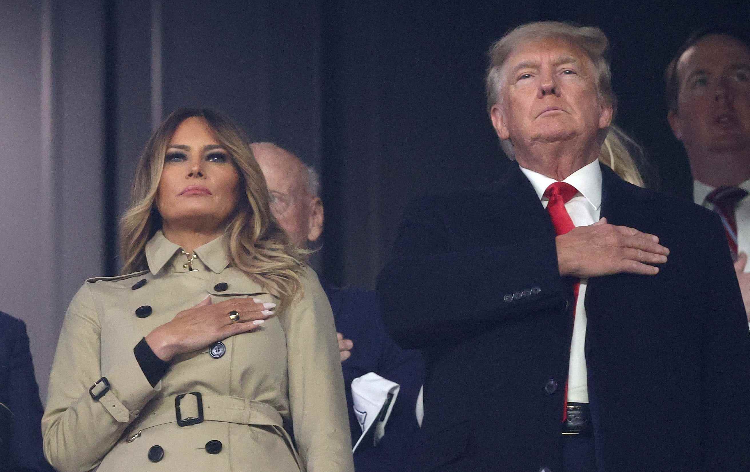 Donald Trump und Melania Trump bei einem Astros-Spiel