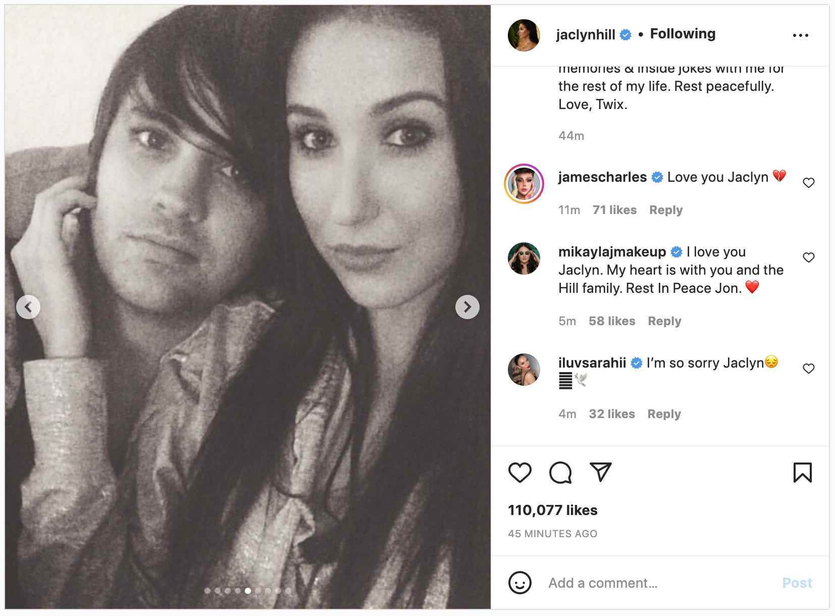 James Charles und Mikayla Nogueira kommentierten beide den Instagram-Post von Jaclyn Hill.