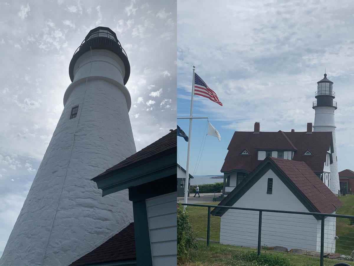 Maine-Leuchttürme, links nah und rechts herausgezoomt