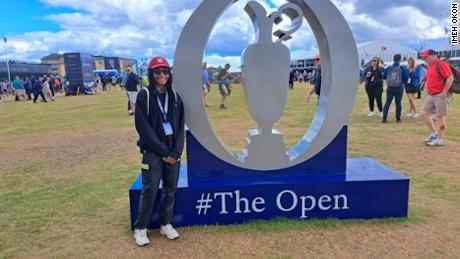 Essien nahm an den British Open teil, um ihrem Vorbild Tiger Woods beim Wettkampf zuzusehen.