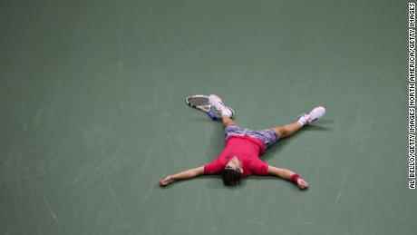 Dominic Thiem feiert den Sieg im Finale der US Open 2020 gegen Alexander Zverev.