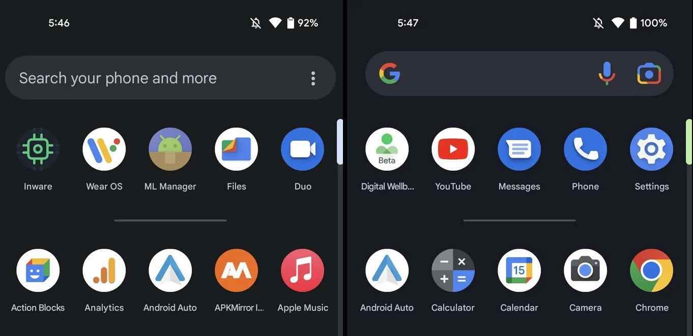 Die einheitlichen Suchleisten auf der linken Seite verschwanden bei einem Neustart nach der Installation von Android 13 - das Android 13-Update hat möglicherweise zum Verschwinden einer neuen Pixel-Suchfunktion geführt