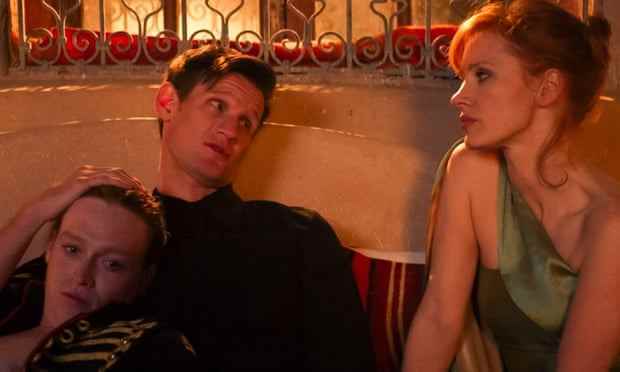 Caleb Landry Jones, Matt Smith und Jessica Chastain in „The Forgiven“.