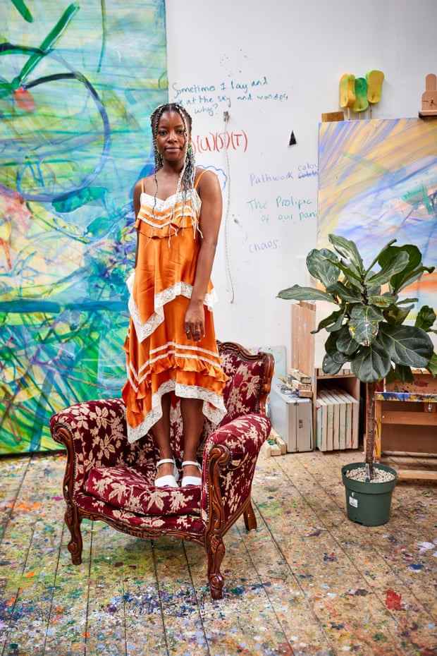 „Die Malerei war meine Rettung“ … Jadé Fadojutimi in ihrem Atelier in London.