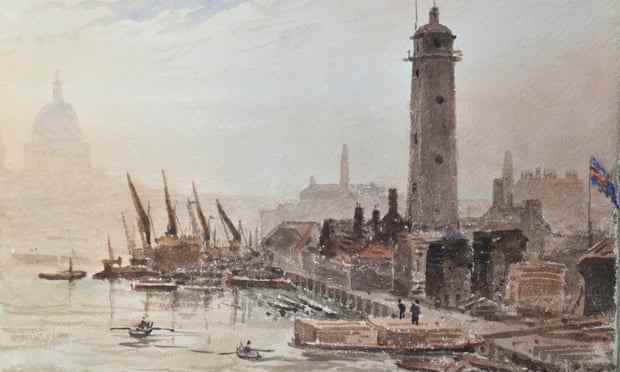 Von der Waterloo Bridge (1830er Jahre) von John Louis Petit.