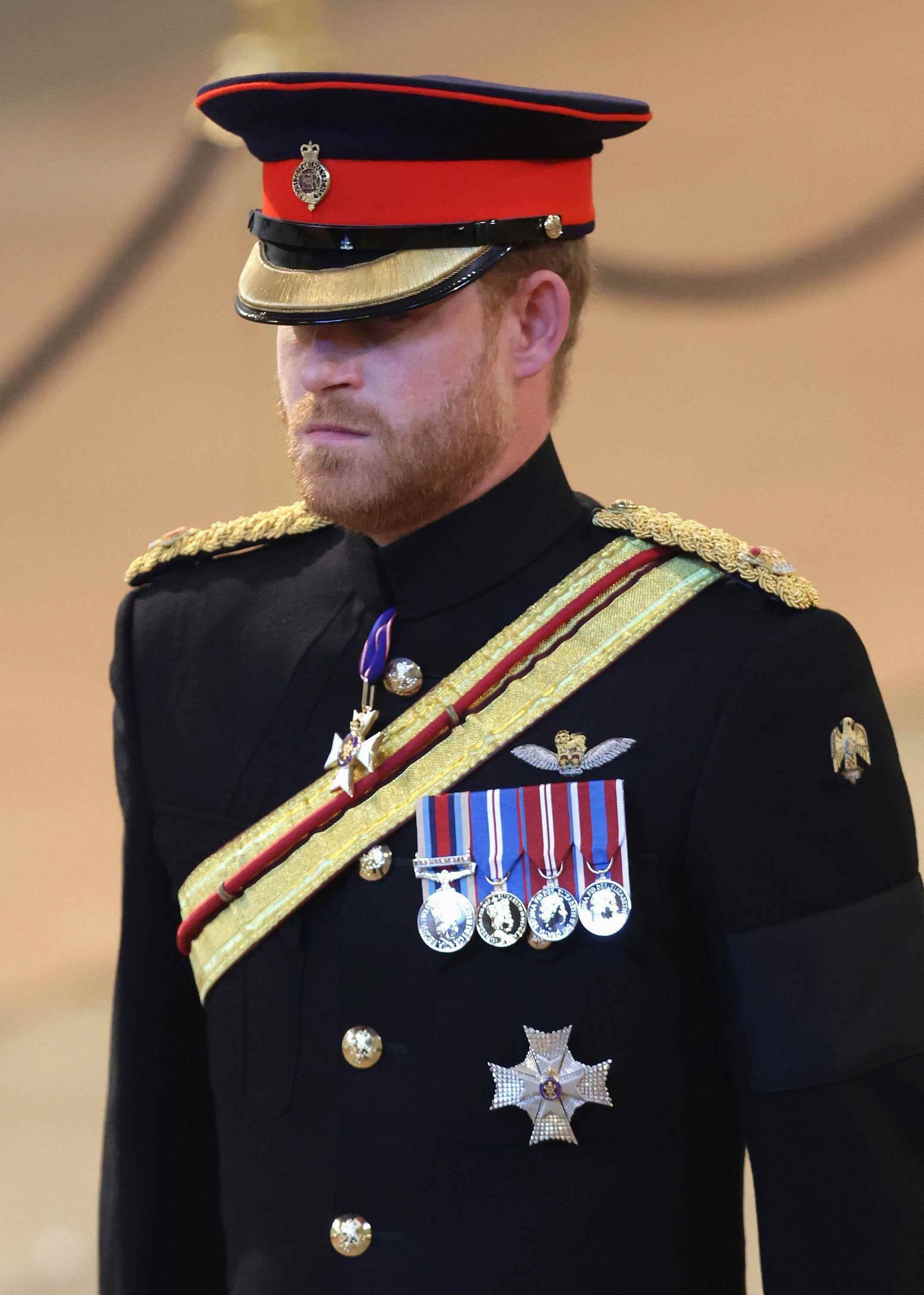 Prinz Harry, Herzog von Sussex, trifft am 17. September 2022 in London, England, ein, um eine Mahnwache zu Ehren von Königin Elizabeth II. in der Westminster Hall abzuhalten.