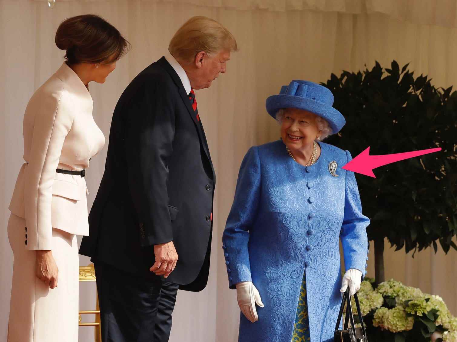 Präsident Donald Trump und First Lady Melania Trump mit Queen Elizabeth im Jahr 2018.