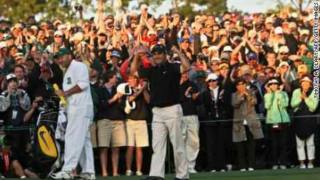 Immelman feiert den Gewinn des Masters im Augusta National Golf Club im April 2008.