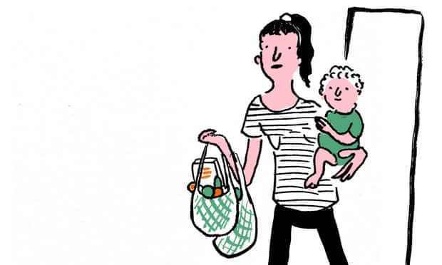 Illustration einer alleinerziehenden Mutter mit Kind