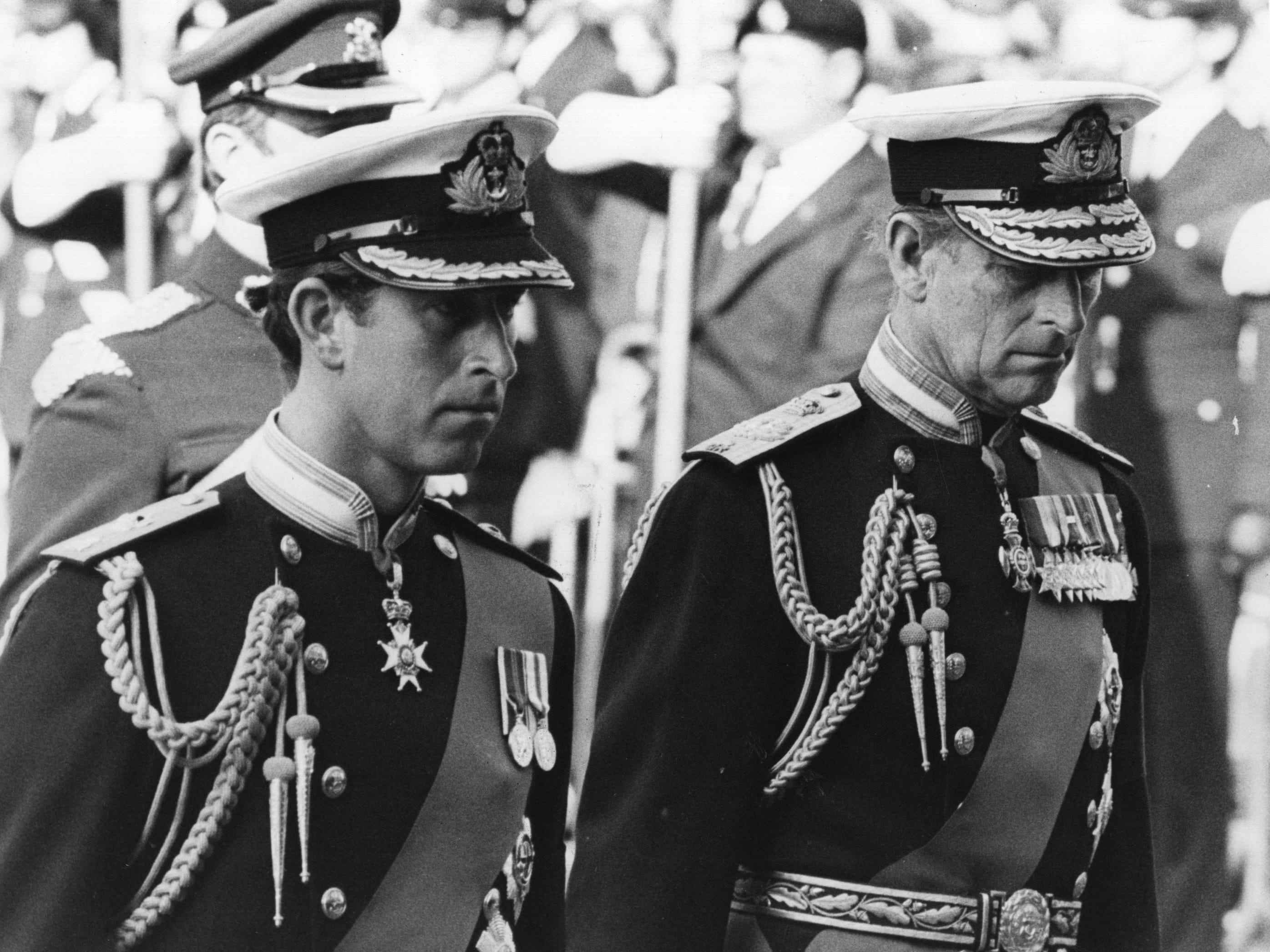 Prinz Charles, Prinz Philip bei der Beerdigung von Dickie Mountbatten