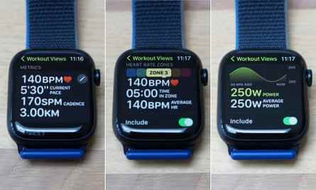 Erweiterte Laufmetriken, Leistungs- und Herzfrequenzzonen auf der Apple Watch Series 8.