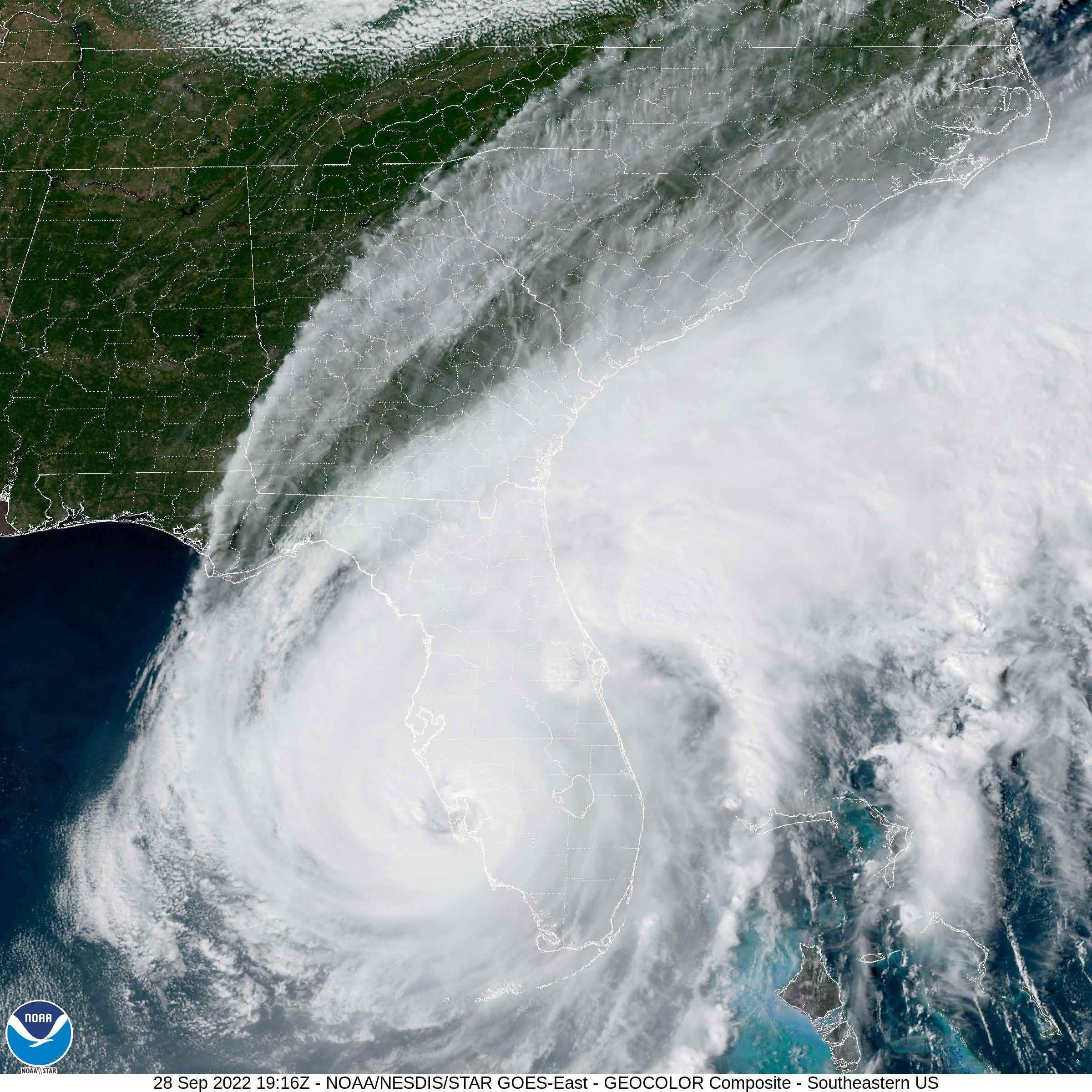Das Satellitenbild zeigt den Hurrikan Ian, der Florida am 28. September verschlingt