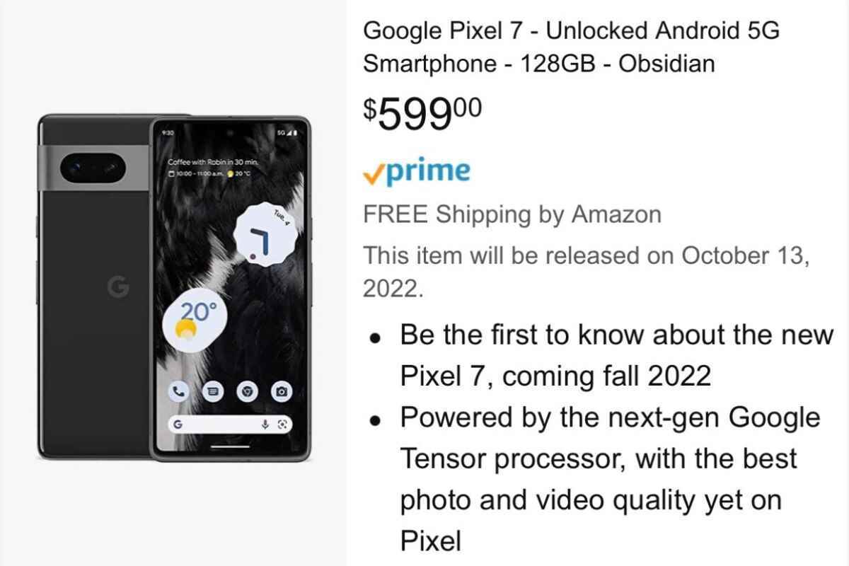 Das sieht für uns ziemlich legitim aus.  - Amazon bestätigt scheinbar angemessenen Preis für Google Pixel 7 in den USA