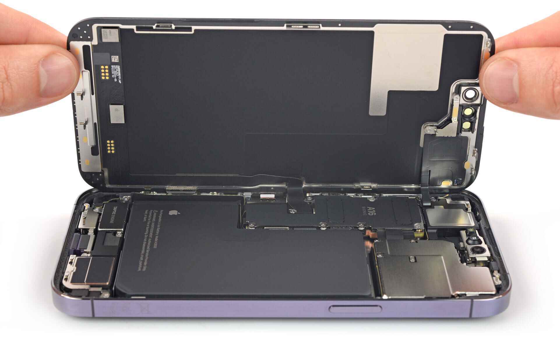 (Image Credit – iFixit) Eine Innenansicht des iPhone 14 Pro – iPhone 14 Pro Max Teardown ist eine schlechte Nachricht für diejenigen, die auf billigere Reparaturen hoffen