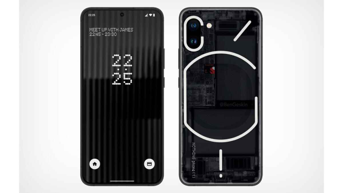 Vorder- und Rückseite des Nothing Phone, einschließlich der Glyph-Oberfläche, die Benachrichtigungen auf der Rückseite des Geräts sendet – Nothing Executive enthüllt die Verkäufe von Phone (1) in diesen Top-3-Smartphone-Märkten