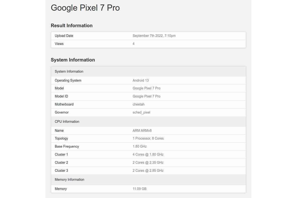 Angebliche Pixel 7 Pro-Benchmark-Ergebnisse – Der Pixel 7 Pro-Benchmark enthüllt unveränderte CPU-Spezifikationen und ein dringend benötigtes Upgrade