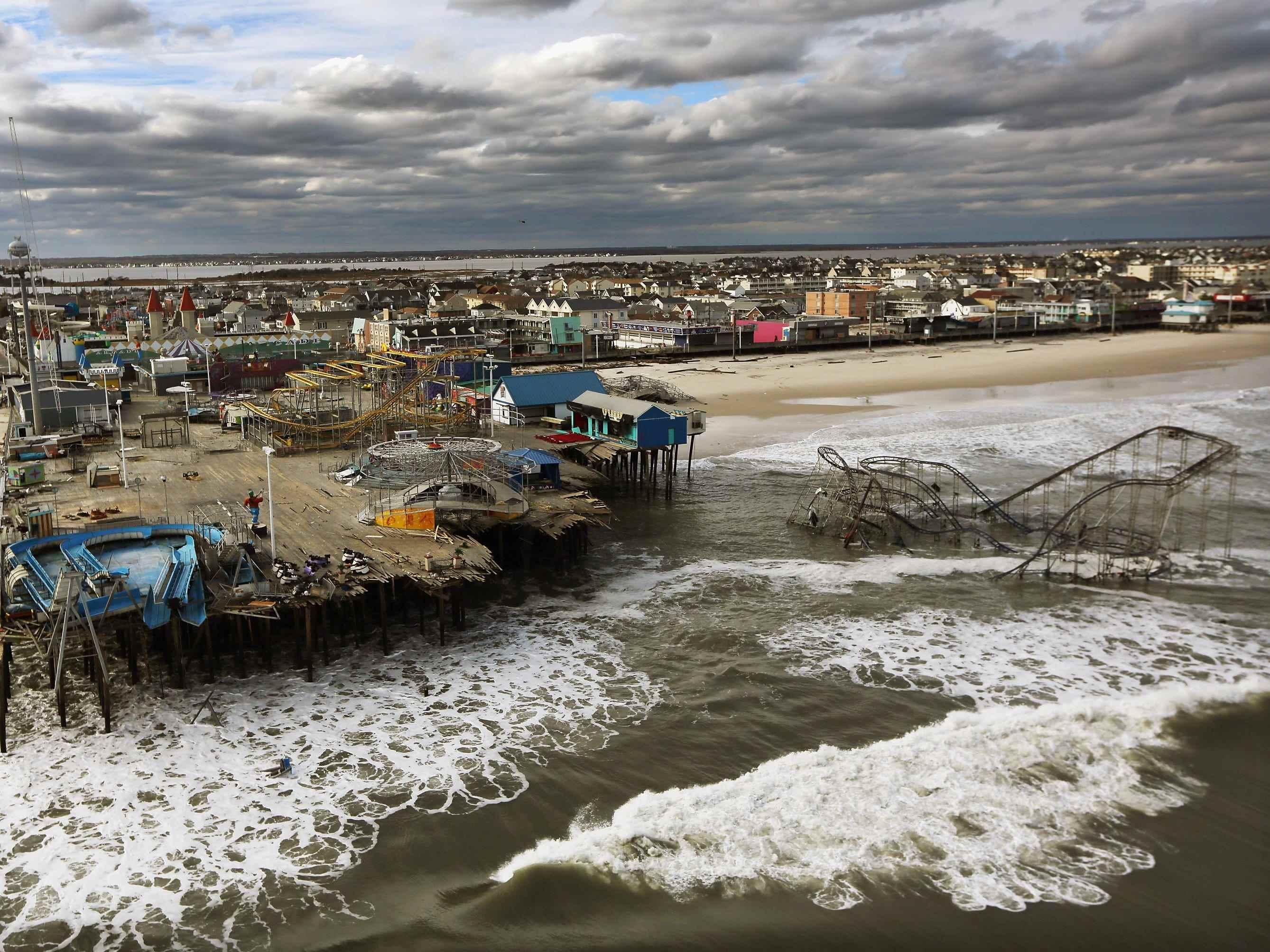 Schäden an der Küste von Jersey durch Hurrikan Sandy