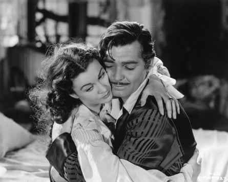 Clark Gable als Rhett Butler mit Vivien Leigh als Scarlett O'Hara in Vom Winde verweht.