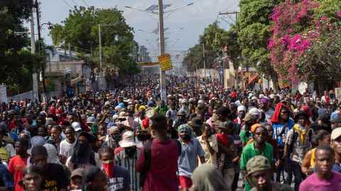 Demonstranten in den Straßen von Port-au-Prince, Haiti, am 3. Oktober.