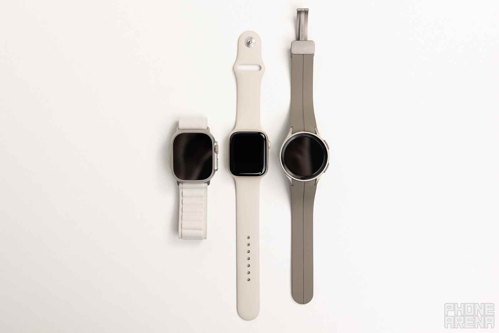 Apple Watch Ultra vs Apple Watch Series 8 vs Samsung Galaxy Watch 5 Pro Größenvergleich mit Bändern - Apple Watch Ultra Größenvergleich