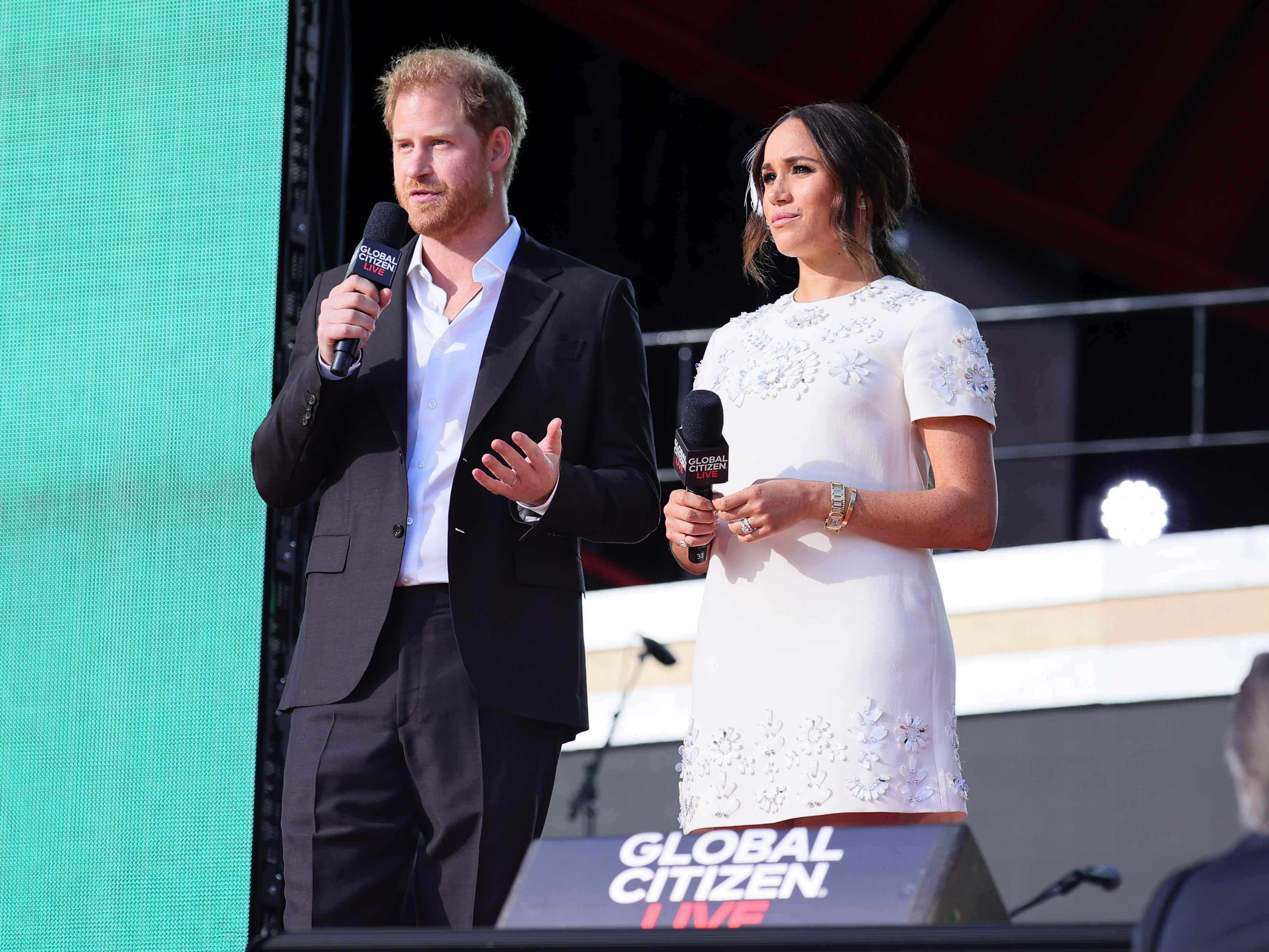 Prinz Harry und Meghan Markle sprechen am 25. September 2021 bei Global Citizen Live.