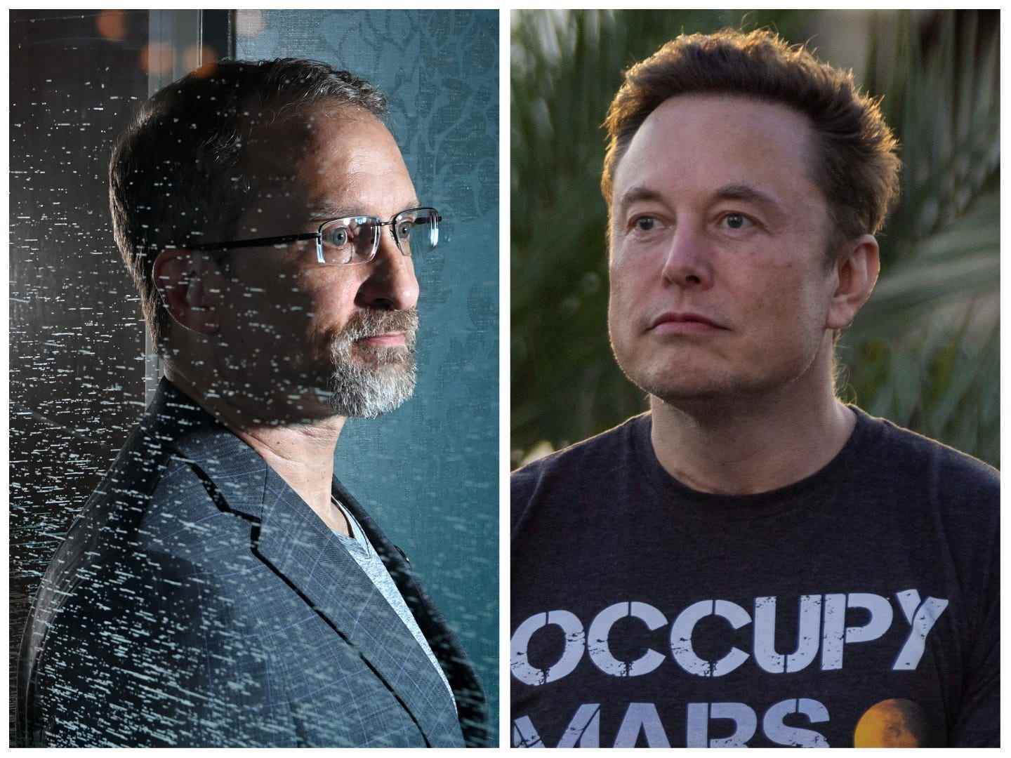 Ein zusammengesetztes Bild nebeneinander von Twitter-Whistleblower Peiter Zatko (links) und Elon Musk (rechts).