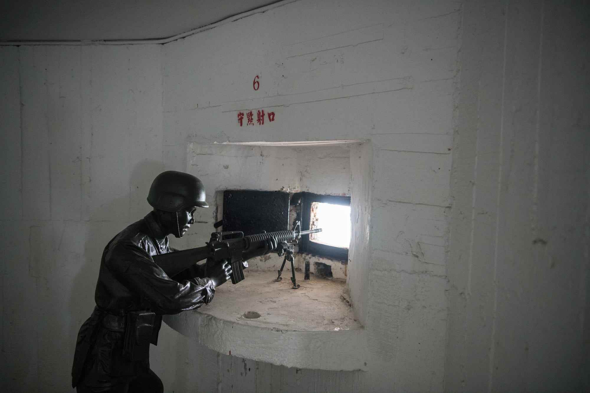 Modell des Soldaten im Bunker auf Kinmen Taiwan