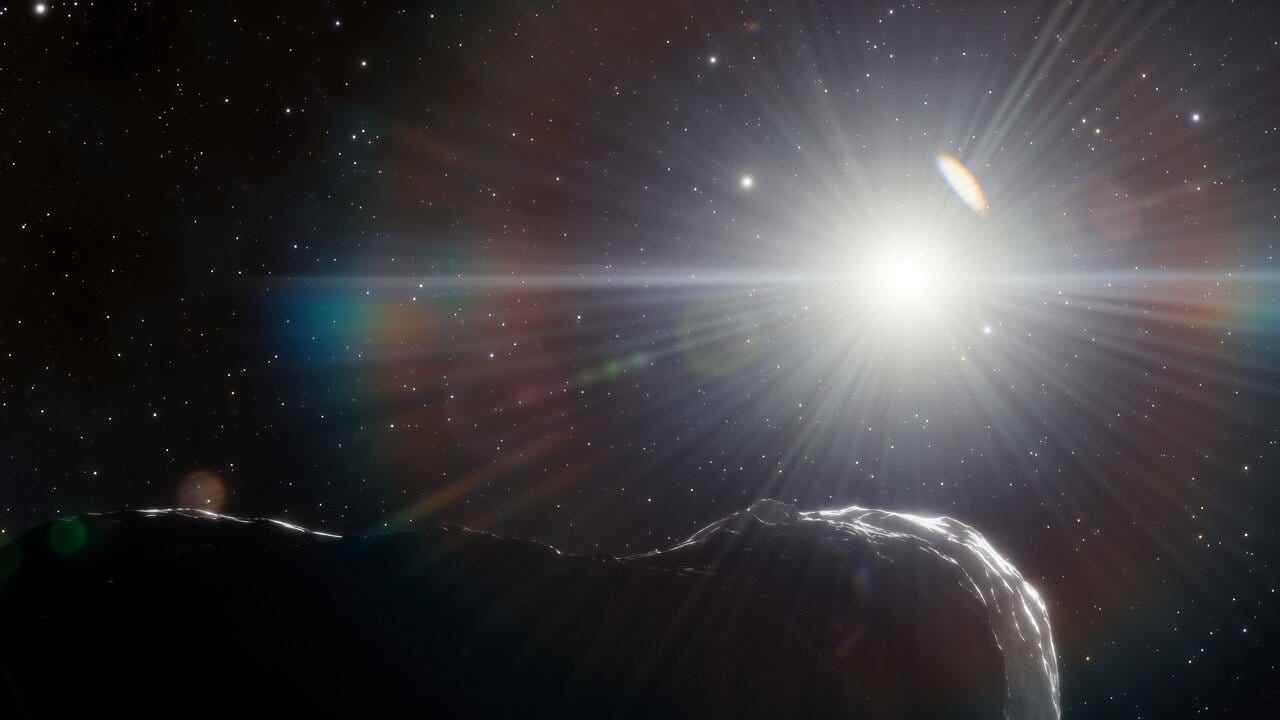 Illustration des Asteroidenschattens mit dahinter scheinender Sonne