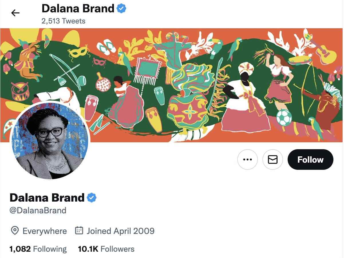 Ein Screenshot des Twitter-Profils von Dalana Brand.