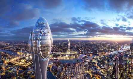 Architektonischer Eindruck des Wolkenkratzers vor dem Hintergrund von London