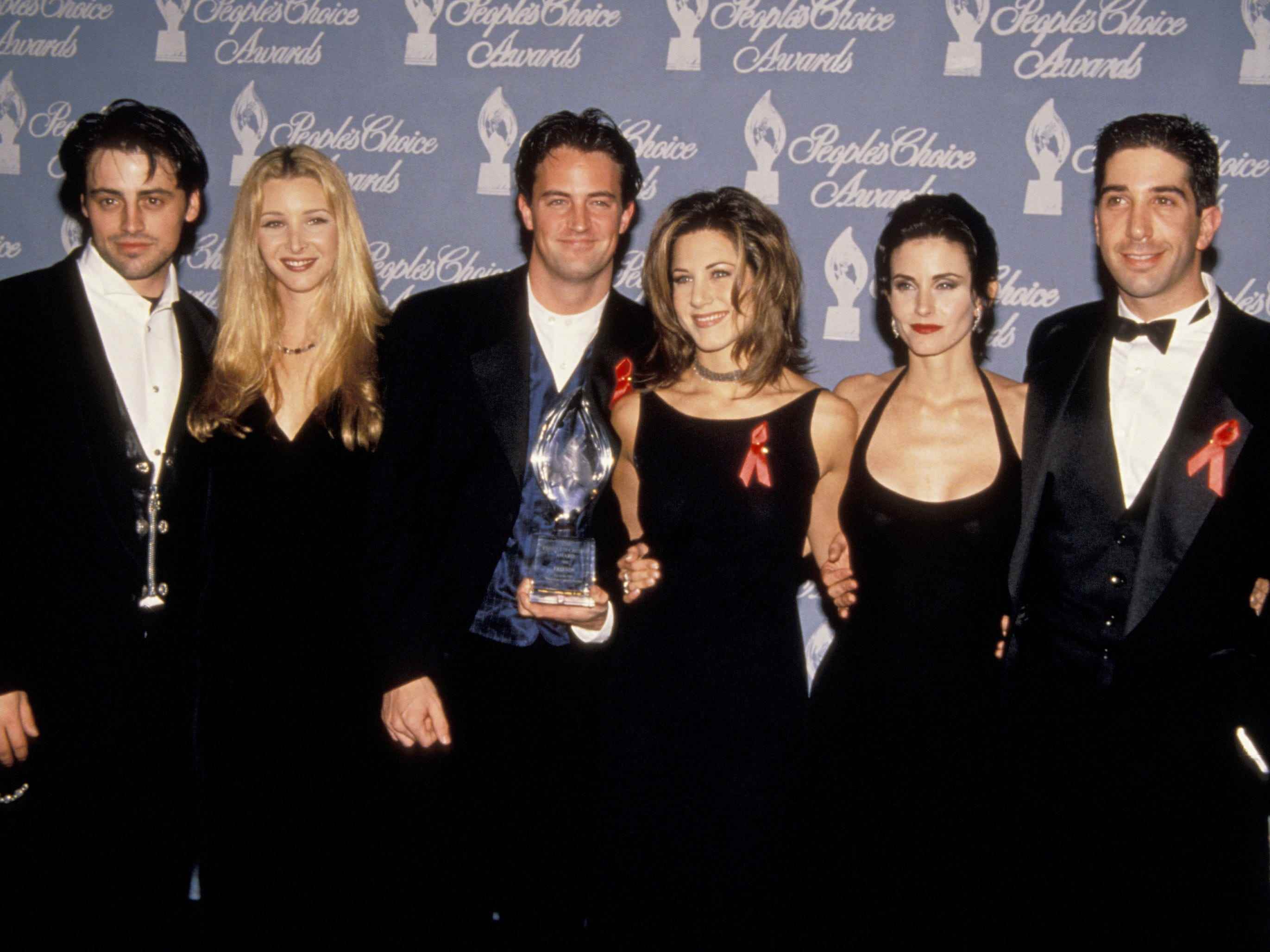 Matt LeBlanc, Lisa Kudrow, Matthew Perry, Jennifer Aniston, Courteney Cox und David Schwimmer bei den People's Choice Awards 1995.