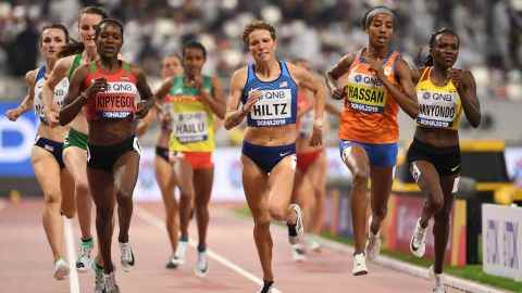 Hiltz startet bei den Leichtathletik-Weltmeisterschaften 2019 über 1.500 m.