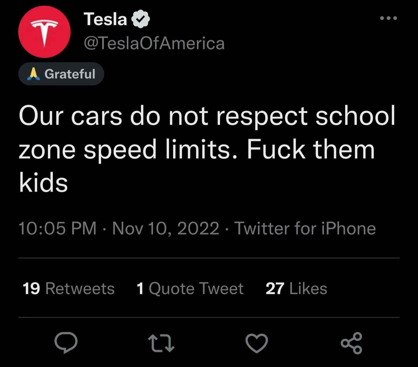 Tweet von Tesla-Imitator