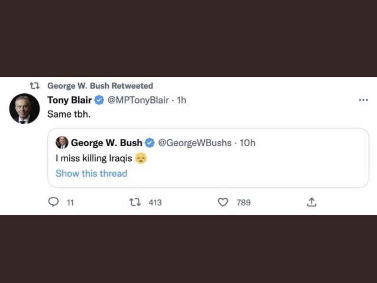 Tweets von Tony Blair- und George Bush-Imitatoren