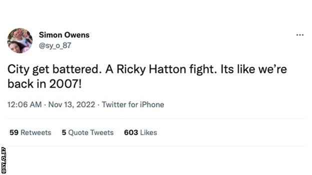 Tweet über Manchester City und Ricky Hatton.