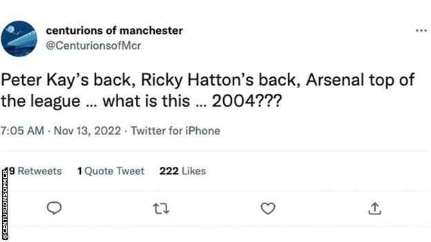 Tweet über Peter Kay, Ricky Hatton und Arsenal.