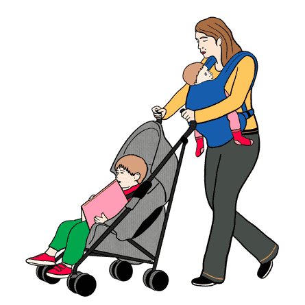 Illustration der Mutter mit zwei Kindern