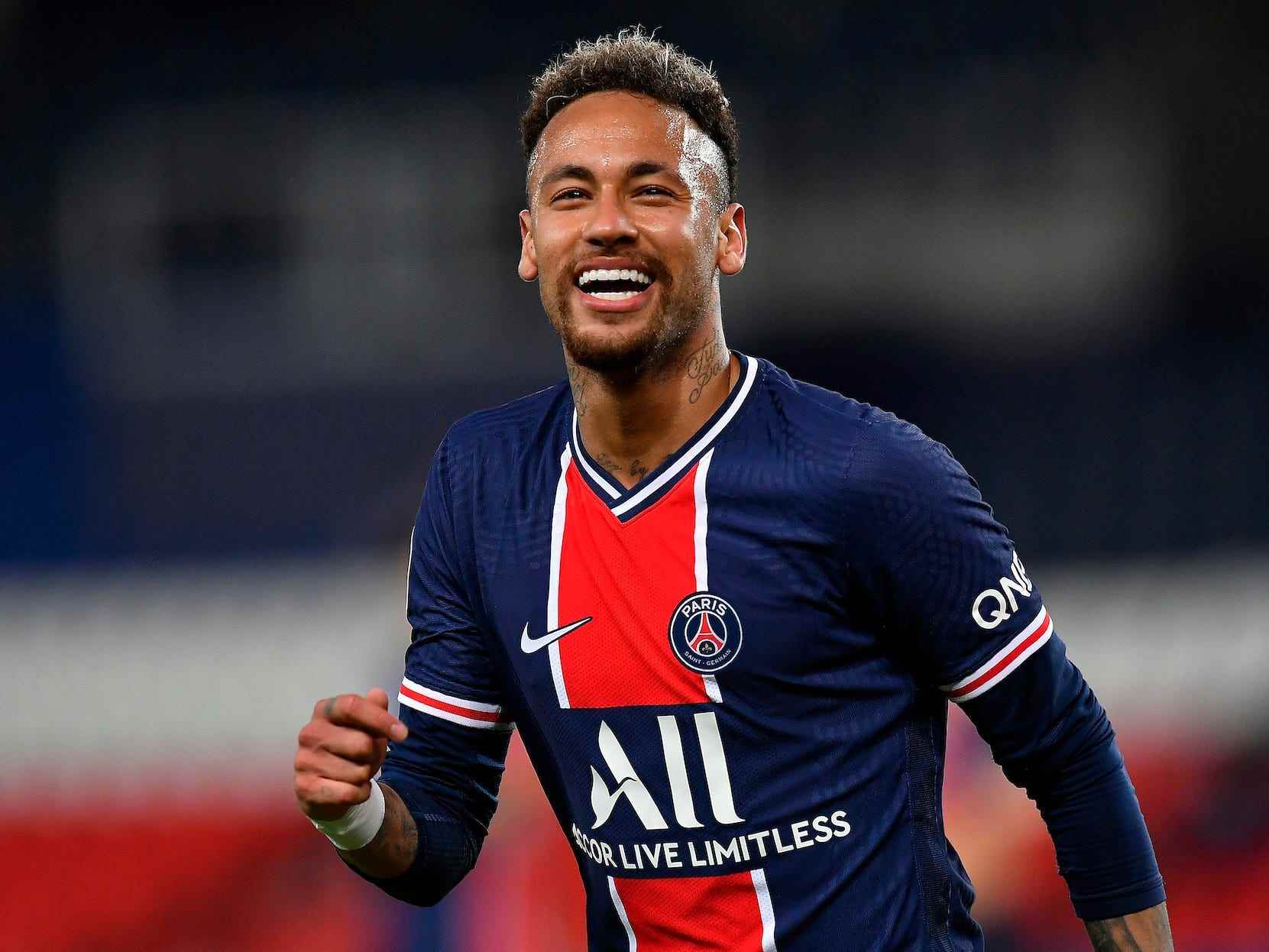 Neymar Jr. von Paris Saint-Germain reagiert während des Ligue-1-Spiels zwischen Paris Saint-Germain und Stade Reims im Parc des Princes.