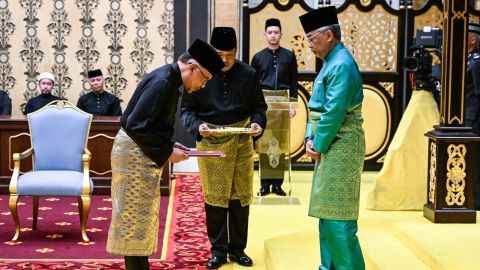 Anwars Vereidigungszeremonie findet am 24. November 2022 im Nationalpalast in Kuala Lumpur statt.