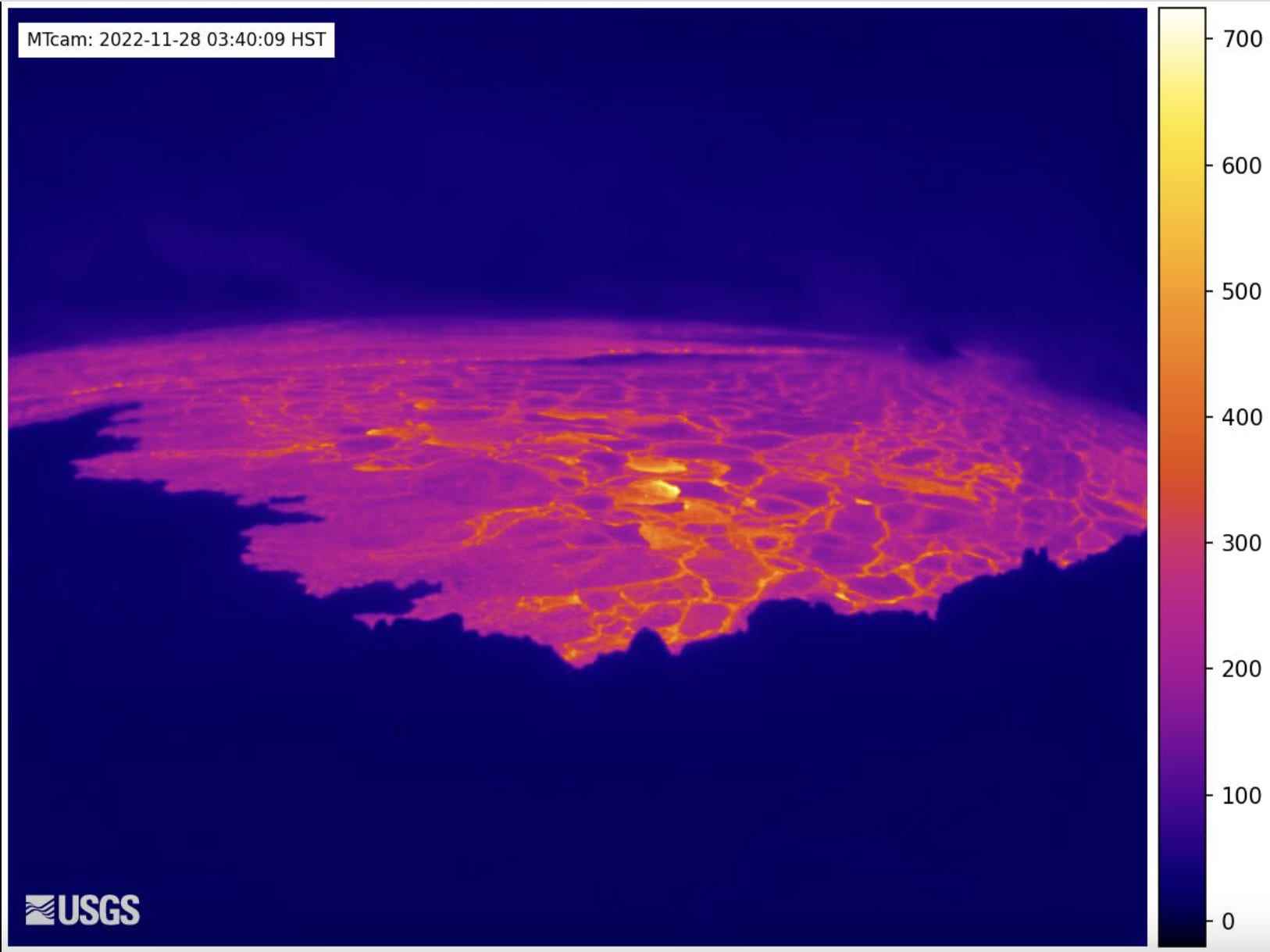 Eine Wärmebildkamera am Nordrand der Gipfelcaldera des Mauna Loa auf Hawaii am 28. November 2022.